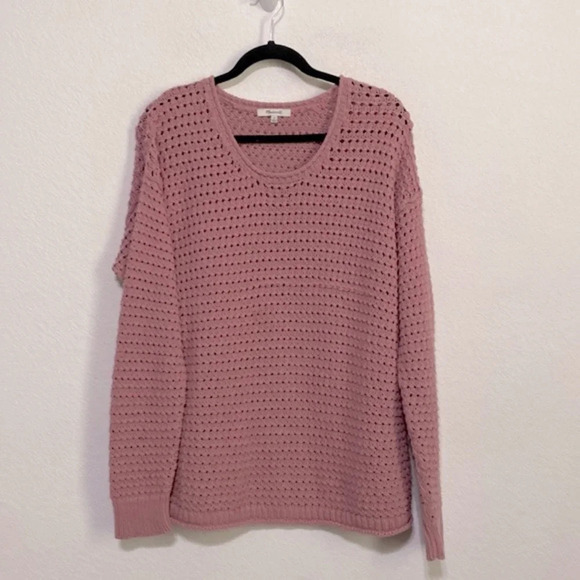 Madewell Pink Open-Stitch Austen Pullover Sweater Size M - Picture 2 of 10